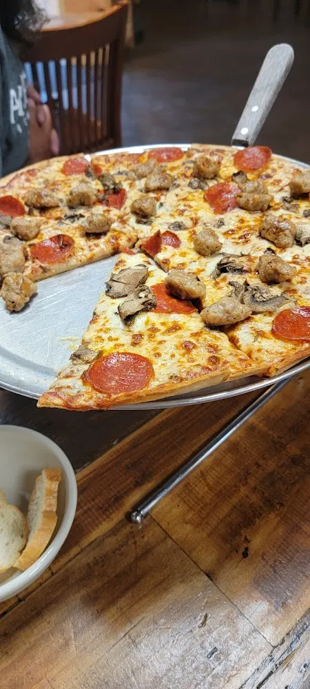 Pepperoni Mushroom and Sausage Thin Crust Cheese Pizza